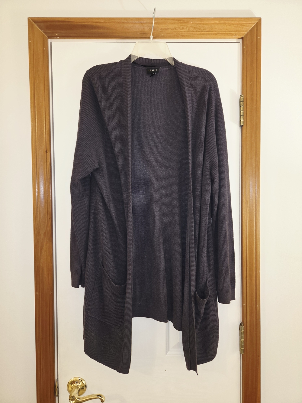Torrid Dark Charcoal Open-Front Knit Cardigan for Women
